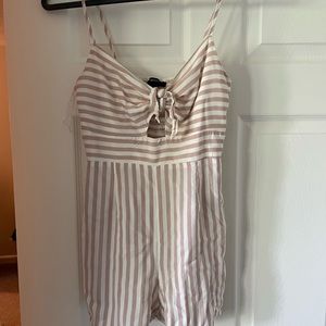 White/Tan striped romper